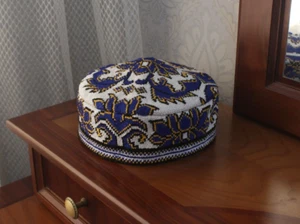 Hand embroidered skull-cap hat/23.6"/60cm/Boho ethnic cap/Uzbek muslim kufi hat - Picture 1 of 5