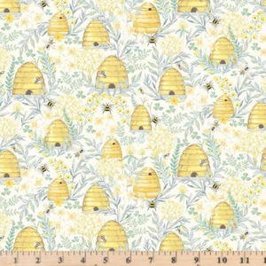 Home Sweet Home Bee Hive Grove Fabric CD3043 CREAM  By Half Yard Continuous Cuts - Picture 1 of 1