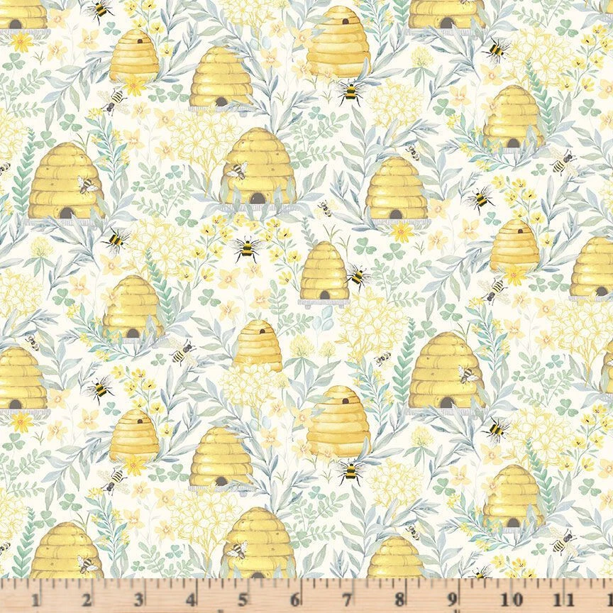 Home Sweet Home Bee Hive Grove Fabric CD3043 CREAM  By Half Yard Continuous Cuts - Image 1 of 1