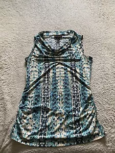 Dana Buchman Women Geometric Sleeveless Cowl Neck Tank Top Multicolor Size M - Picture 1 of 8