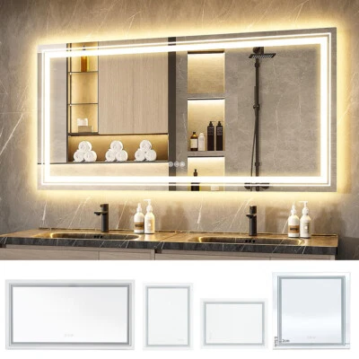 Espejo de tocador delantero y retroiluminado para baño con iluminación LED grande de todos los tamaños para salón de hotel Foto 1 de 4