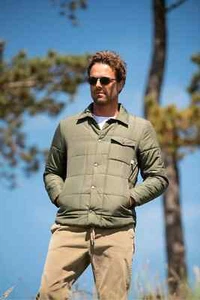 BRAKEBURN Men's Khaki Green Shacket Lightweight Puffer Jacket Buttoned Medium M - Picture 1 of 6