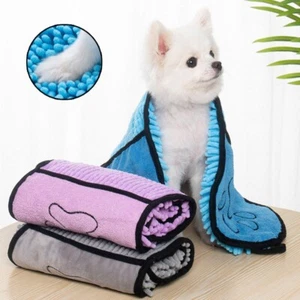 Dogs Cats Towels Super Absorbent Dog Bathrobe Microfiber Bath Towels Quick-Dryin - Picture 1 of 11
