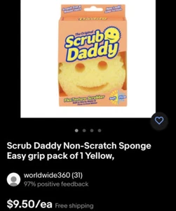 Scrub Daddy Non-Scratch Sponge Easy grip pack of 1 Yellow, Best Holiday Gift - Picture 1 of 1