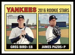 2016 Topps Heritage #171 Greg Bird James Pazos Rookie New York Yankees - Picture 1 of 2