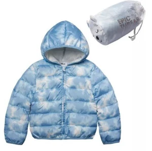 Epic Threads Packable Puffer Jacket Blue clouds Little Kids Size 5 NWT - Picture 1 of 7