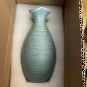 Dr. Cerart Ceramic Decorative Blue Vase Flower Holder Textured 7..0 x 3.5” Deco - Picture 1 of 2
