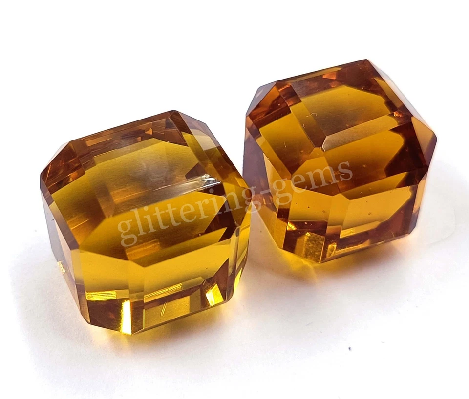 50-60 CT Smokey Quartz Pair Cube Cut Only 2 Pcs IGL Certified Loose Gemstone M25 - Image 1 of 4