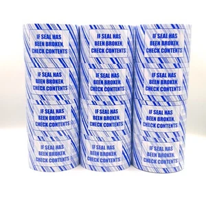 24 Rollen 3 Zoll x 110 Yds vorgedrucktes Klebeband "wenn Dichtung gebrochen ist, Inhalt prüfen"  - Bild 1 von 6