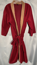 Robe Makers Bathrobe Vintage 60s 70s Two Tone Red Velour Belted OSFA