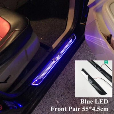 2PCS Blue LED Front Door Sill scuff Cover induction moving light Welcome lamp — 第 1/4 张图片