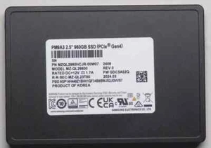 New Samsung PM9A3 960GB PCI-E Gen4 x4 NVMe 2.5'' U.2 SSD MZ-QL29600 4.0 - Afbeelding 1 van 2