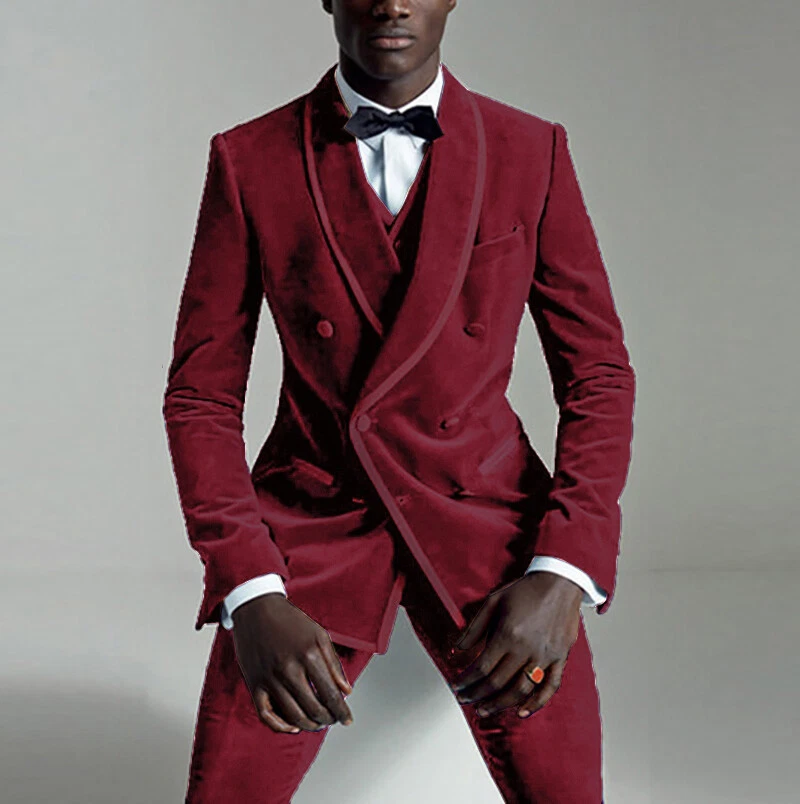 2 Piece Men Velvet Suits Dinner Jacket Formal Pants Shawl Collar Coat Wedding  - Image 1 of 4