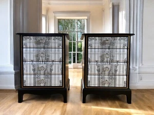 Mid Century Modern Bedside Drawers x 2. Monochrome. Stag. Divine Savages. - Picture 1 of 16