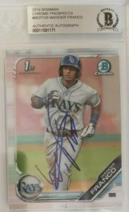 2019 WANDER FRANCO BOWMAN CHROME PROSPECTS RC! AUTOGRAPH BECKETT ENCASED $60!! - Picture 1 of 5