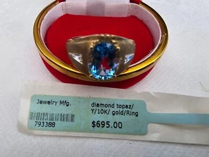 10 ctw Gold Mens ring genuine diamond/topaz NEW - Picture 1 of 2