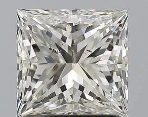 Cert. GIA 1.50 Carat Princess Natural Mined Diamond Loose J color SI2 clarity - Picture 1 of 2
