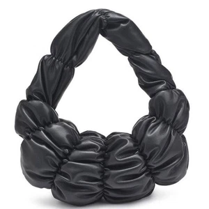 Stella Puffy Quilted Vegan Leather Clutch Black - Picture 1 of 4