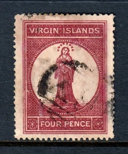 VIRGIN ISLANDS — SCOTT 5 — 1867 4d LAKE ON BUFF  — USED — SCV $65 - Picture 1 of 2