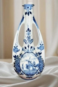 VINTAGE DELFT blau & weiß N. Delft Dez 515” doppelhändige Vase 11” Handbemalt - Bild 1 von 5