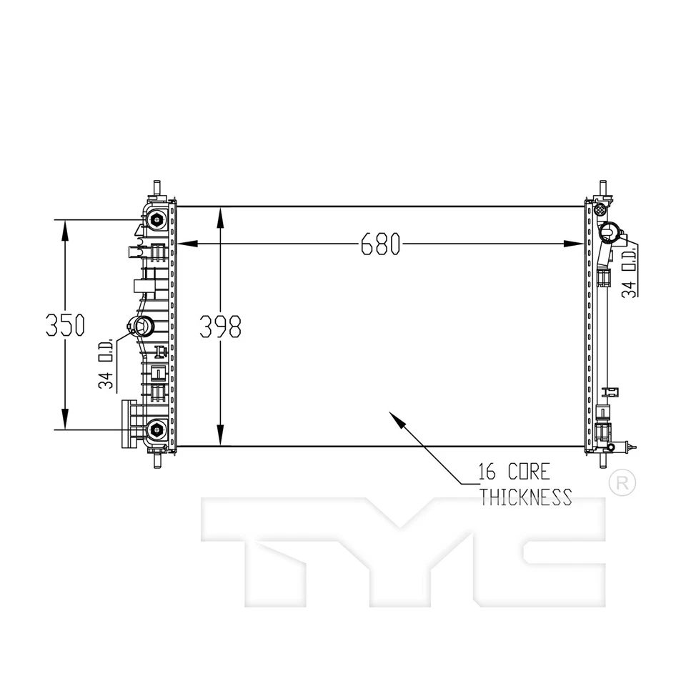 Radiador para 11-12 Buick Regal 2.0L L4 TBO automático fila única Foto 1 de 1