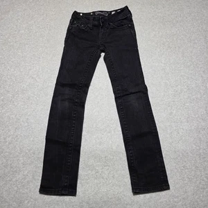 Miss Me Jeans Girls Skinny 10 Black Straight Rhinestones Embroidered - Picture 1 of 12