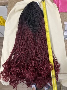 Aisaide Burgundy Braided Headband Wig for Black Women Curly Crochet Hair Box Bra - Imagen 1 de 5