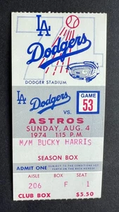 Vintage 1974 MLB Houston Astros vs Los Angeles Dodgers Ticket Stub 8/4/74 - Picture 1 of 2