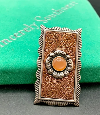 Carolyn Pollack Plata Esterlina Cobre Rosa Piedra Lunar Floral Colgante Nuevo Bolso Caja Foto 1 de 4