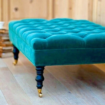 Signature Teal large Chesterfield Style deep Buttoned Footstool/Coffee Table. - Image 1 of 3