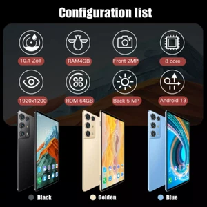 2024 Latest Tablet 64GB ROM 4GB RAM 10 inch Android13 Tablet 2SIM LTE 5G WiFi - Picture 1 of 17