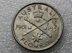1951 SILVER FLORIN CIRCULATED DETAIL LUSTRE FEDERATION PREDECIMAL COIN #CX001 - Picture 1 of 8