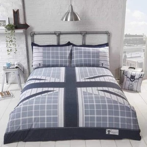 Cool Britannia Union Jack Flag Duvet Quilt Cover Bedding Set Denim - Picture 1 of 1