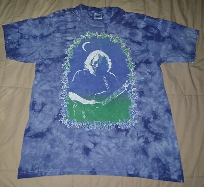 CAMISETA DE COLECCIÓN JERRY GARCIA AZUL TIE DYE GRANDE AGRADECIDO MUERTO AÑOS 90 MOON JAM ROCK BAND Foto 1 de 4