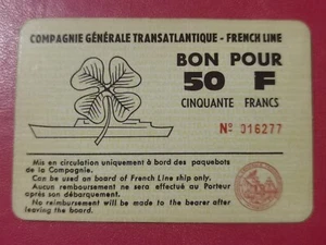 RR! Nécessité Paquebot ♦ COMPAGNIE GÉNÉRALE TRANSATLANTIQUE ♦ FRENCH LINE ♦ 50Fr - Imagen 1 de 2