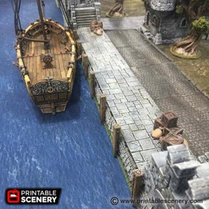 Port Winterdale Docks Set - The Lost Islands 28 mm 32 mm Wargaming Terrain D&D, Dn - Imagen 1 de 5