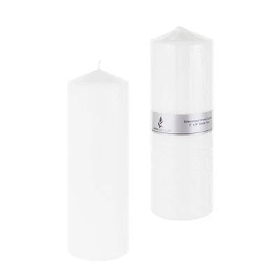 Mega Candles - Unscented 3" x 9" Round Pillar Candle - White, Set of 6 Foto 1 de 3