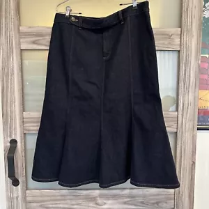 Lauren Jeans Co Ralph Lauren Sz 12 Denim Skirt Blue Pleated Y2K Modest Cottage - Picture 1 of 9