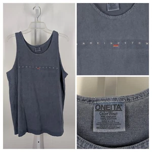 Provincetown MA Vintage 90s Oneita USA Made Faded Blue Gay Flag Tank Top T Shirt - Picture 1 of 5