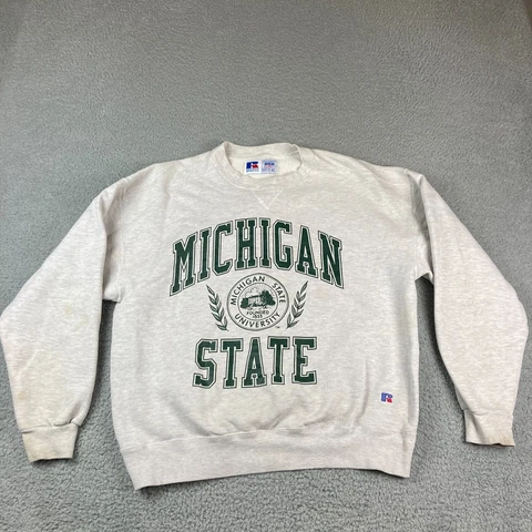 VTG Michigan State University Sweatshirt XL Spartans Russell Athletic Crewneck Cover