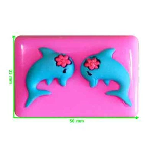 2 lindos delfines con flores molde de Fairie Blessings - Imagen 1 de 4