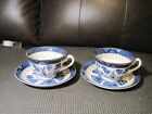 Vtg Real Old Willow Occupied Japan Flow Blue Ironstone Cup & Saucer.