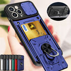 Shockproof Rugged Armor Ring Card Holder Stand Wallet Case Cover W Lens Protect