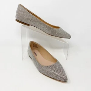 Just Fab Womens Silver Rhinestone 'Krissy' Cushioned Slip on Flats, Size 8.5 - Picture 1 of 10