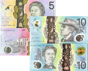 Australia Set 2 PCS 5 10 Dollars P 62 P 63 2016 2017 Polymer UNC - Picture 1 of 5