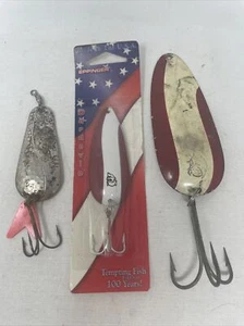 Vintage Eppinger Dardevle Huskie Jr & Dardevlet (new) + Hammered Silver Spoons - Picture 1 of 5