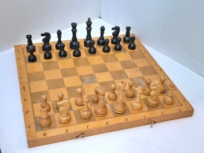 Vintage Soviet 1980s USSR Chess wood Set 45 cm x 45 cm Collectible - Image 1 of 4
