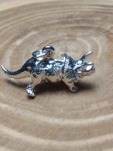 CUTE TRICERATOPS STERLING SILVER PENDANT/CHARM - Picture 1 of 3