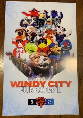 2022 CHICAGO BEARS NFL WINDY CITY FURBOWL 11”x17” Mascot Poster - Staley, Benny - Image 1 of 3
