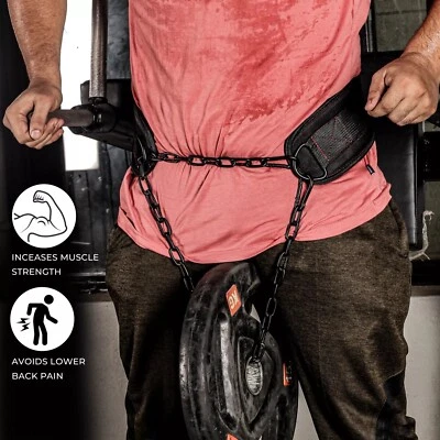 Dip Belt with Chain Steel Weighted Pull Up Weightlifting Training Neoprene Belt - Image 1 of 4